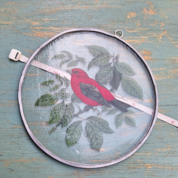 Red Bird Suncatcher Stocking Stuffers Bird Lover Gifts Glass Metal Wall Decor - Picture 12 of 16